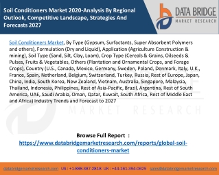 Soil Conditioners Market 2020-Analysis By Regional Outlook, Competitive Landscape, Strategies And Forecasts 2027