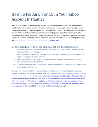 How To Fix An Error 15 In Your Yahoo Account Instantly?