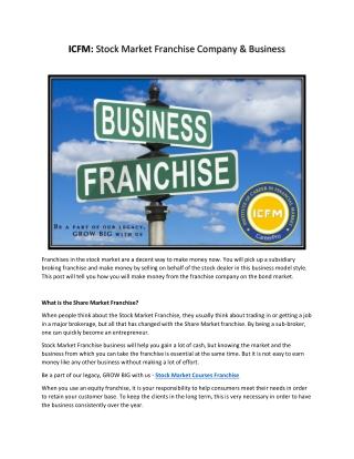 ICFM - Stock Market Franchise Company & Business