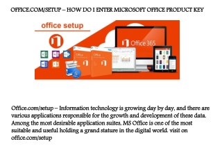 OFFICE.COM/SETUP – HOW DO I ENTER MICROSOFT OFFICE PRODUCT KEY?