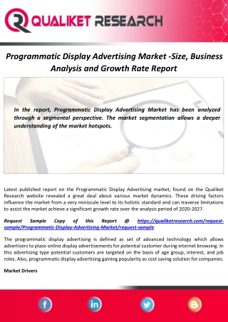 Programmatic Display Advertising Market Size, Growth and Forecast Report by 2027