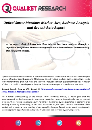 Optical Sorter Machines Market Size, Share, Future Scope and Forecast Report by 2027