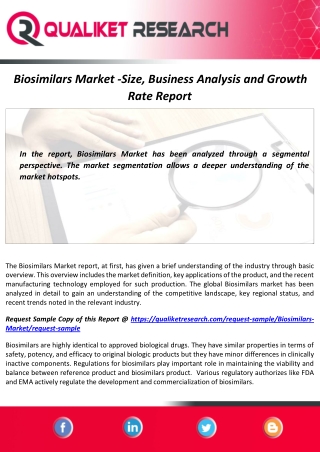 Biosimilars Market Size, Share, Demand, Analysis and Forecast Report to 2027