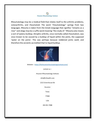 Best Katy Rheumatology | Houston Rheumatology Institute