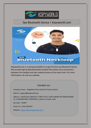 Spy Bluetooth Device | Kspyworld.com