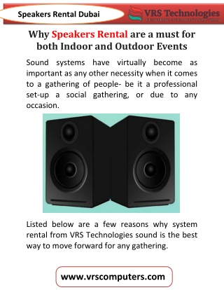 Speakers Rentals For Both Indoor And Outdoor Events in Dubai