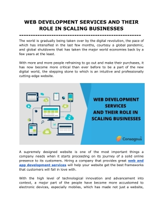 WEB DEVELOPMENT SERVICES AND THEIR ROLE IN SCALING BUSINESSES