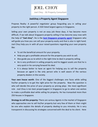 Joelchoy a Property Agent Singapore