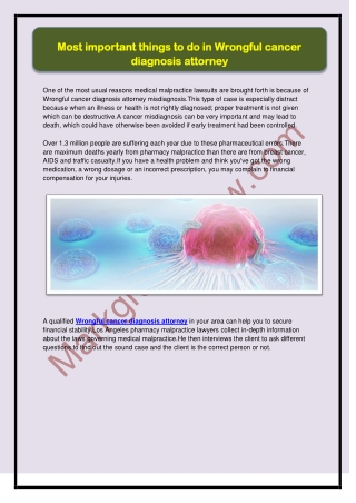 Most important things to do in Wrongful cancer diagnosis attorney