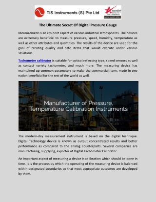 The Ultimate Secret Of Digital Pressure Gauge