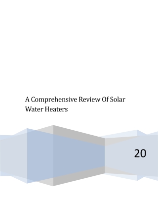 A Comprehensive Review Of Solar Water Heaters