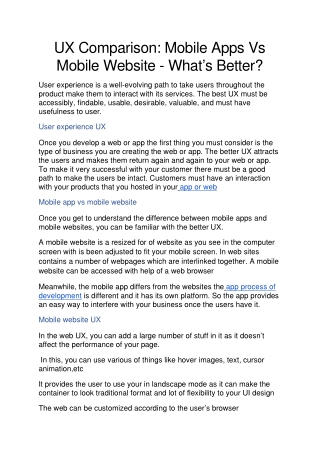 UX Comparison: Mobile Apps Vs Mobile Website - What’s Better?