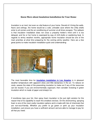 Know More about Insulation Installation for Your Home