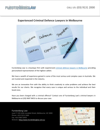 Experienced Criminal Defence Lawyers in Melbourne