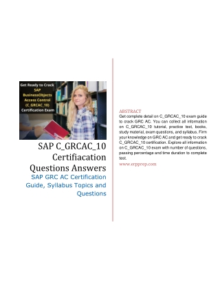 SAP C_GRCAC_10 Certifiacation Questions Answers [PDF]