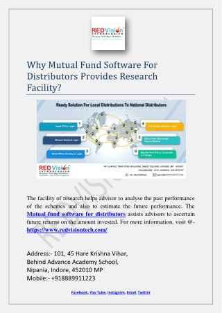 Why Mutual Fund Software For Distributors Provides Research Facility?