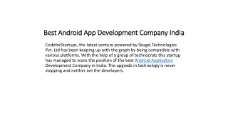 Best Android App Development Company in India