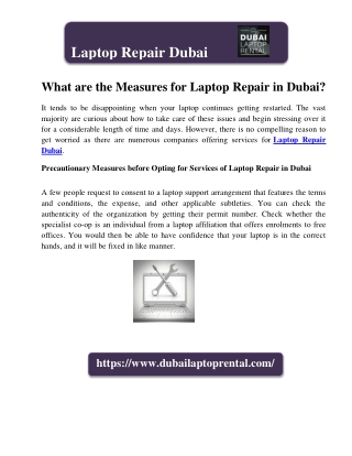 What are the Measures for Laptop Repair in Dubai?