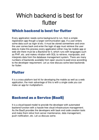 Which backend is best for flutter