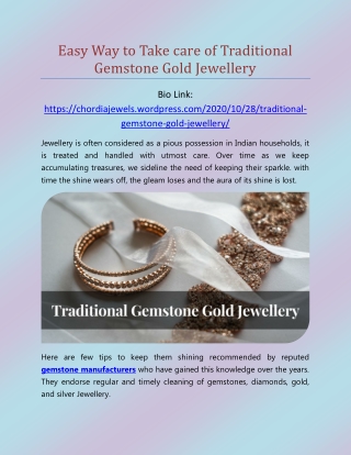 Easy Way to Take care of Traditional Gemstone Gold Jewellery