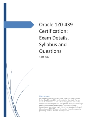 Oracle 1Z0-439 Certification: Exam Details, Syllabus and Questions