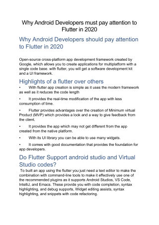 Why Android Developers should pay attention to Flutter in 2020