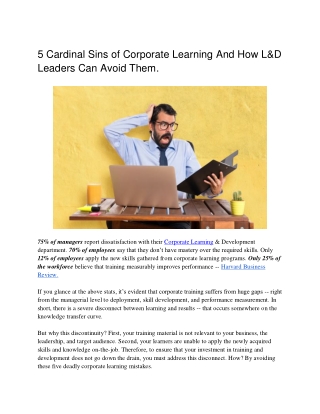 5 Cardinal Sins of Corporate Learning And How L&D Leaders Can Avoid Them.
