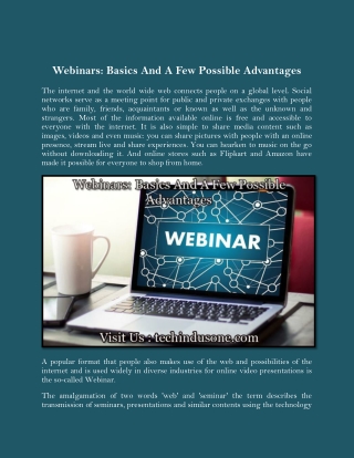 Webinars: Basics And A Few Possible Advantages