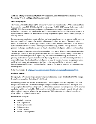 Artificial Intelligence in Security Market Competition, Growth Prediction, Industry Trends, Upcoming Trends and Opportun
