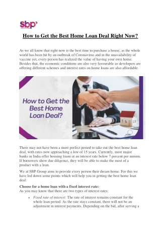 How to Get the Best Home Loan Deal Right Now?