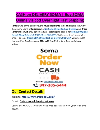 CASH on DELIVERY SOMA | Buy SOMA online via cod Overnight Fast Shipping