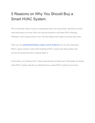 Top 5 Reasons on Why You Should Buy a Smart HVAC System