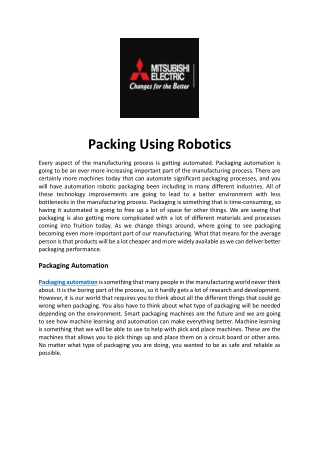 Packing Using Robotics