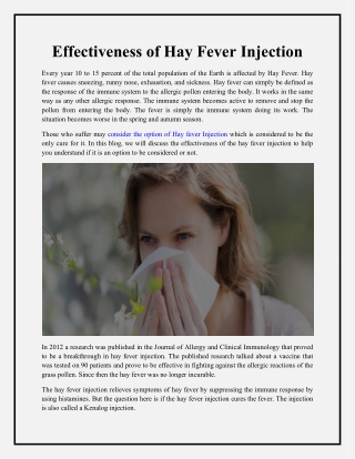 Effectiveness of Hay Fever Injection