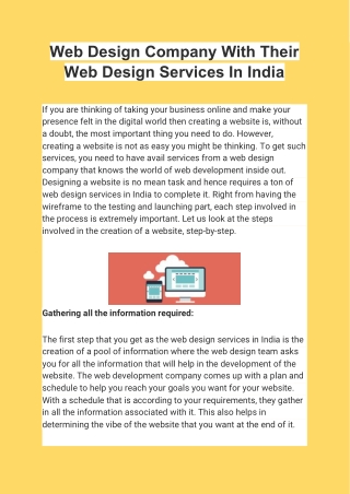 Web Design Company With Their Web Design Services In India