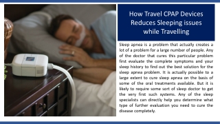 How Travel CPAP Devices Reduces Sleeping issues while Travelling