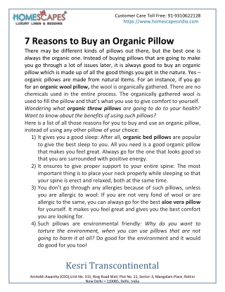 7 Reasons To Buy An Organic Pillow