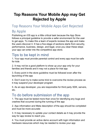 Top Reasons Your Mobile Apps Get Rejected By Apple