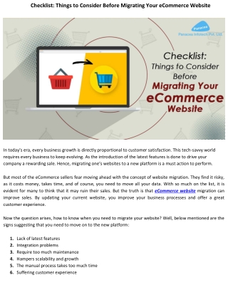 Checklist: Things to Consider Before Migrating Your eCommerce Website