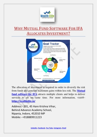 Why Mutual Fund Software For IFA Allocates Investment?