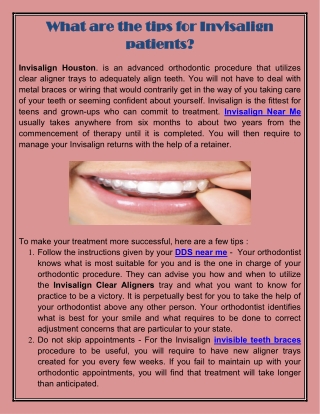 What are the tips for Invisalign patients?