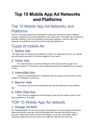 Top 15 Mobile App Ad Networks and Platforms