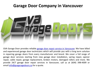 garage door repair service in Vancouver