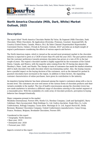 North America Chocolate (Milk, Dark, White) Market Outlook, 2025