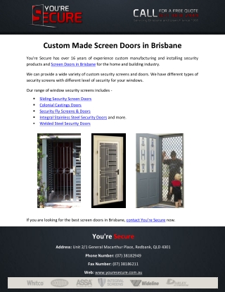 Custom Made Screen Doors in Brisbane