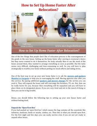 How to Set Up Home Faster After Relocation?