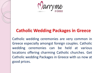 Catholic Wedding Packages in Greece