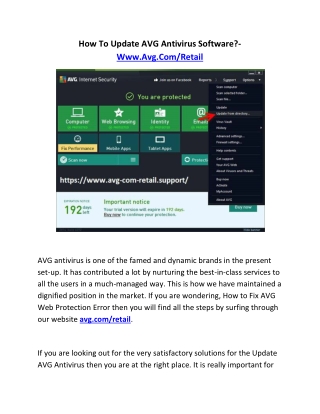 How To Update AVG Antivirus Software?- Www.Avg.Com/Retail