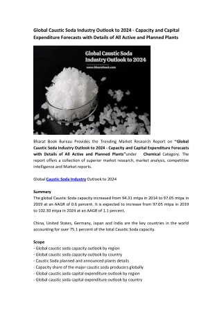 Global Caustic Soda Industry Outlook to 2024