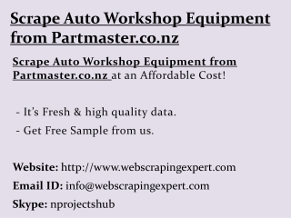 Scrape Auto Workshop Equipment from Partmaster.co.nz